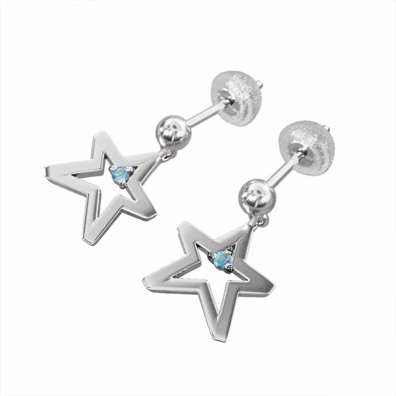 【楽天スーパーセール】 ピアス 両耳 14126円 一粒 11月 ブルートパーズ(青) 星の形 トパーズ