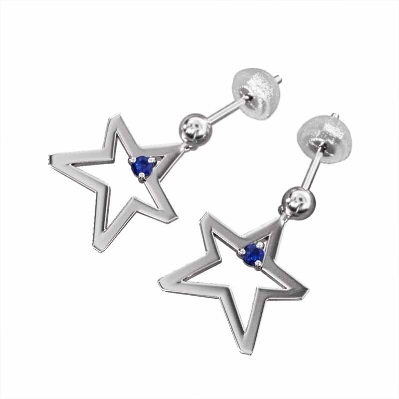 【値下げ】 一粒 ピアス 両耳 14620円 星の形 9月誕生石 ブルーサファイア サファイア