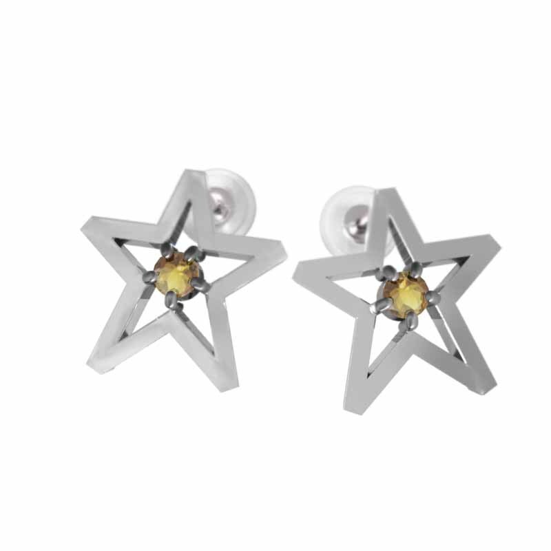 ホット商品 25840円 18kホワイトゴールド スター ジュエリー ペアピアス 1粒 その他