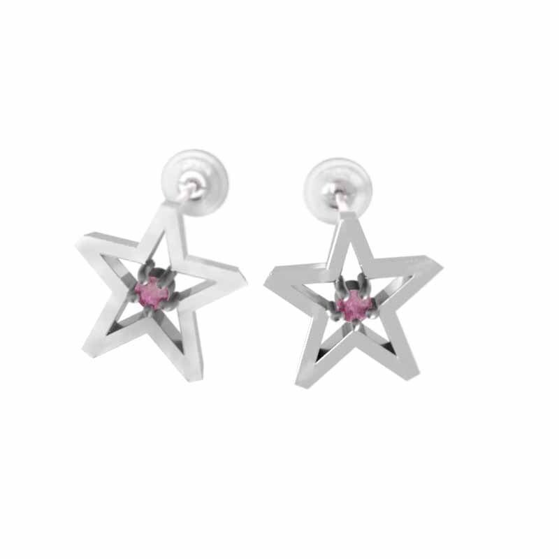 【即納】 18329円 ペア ピアス ピンクトルマリン 星の形 一粒 Pt900 10月 トルマリン