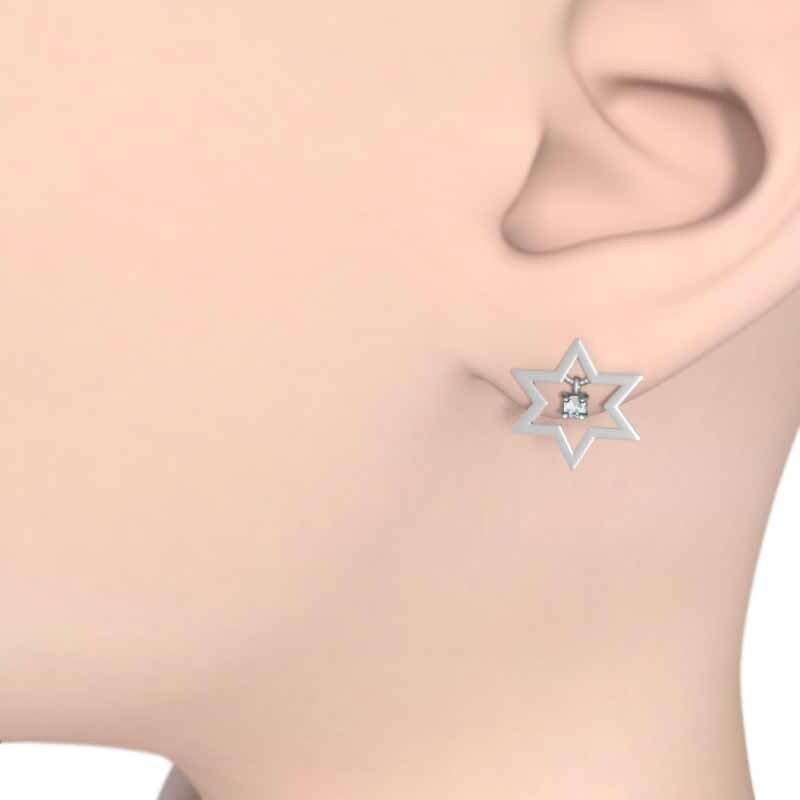 最新人気 19040円 六芒星 1粒石 ペアピアス アクアマリン 18金ホワイト ゴールド