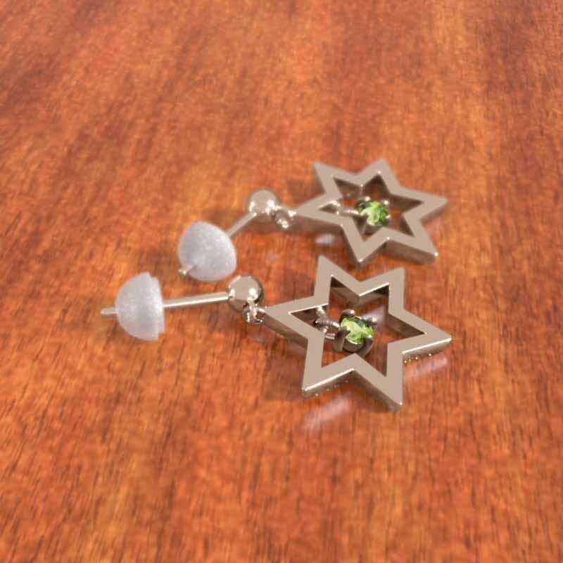 当店の記念日 20369円 一粒 六芒星 18金ピンクゴールド ピアス 両耳 ペリドット