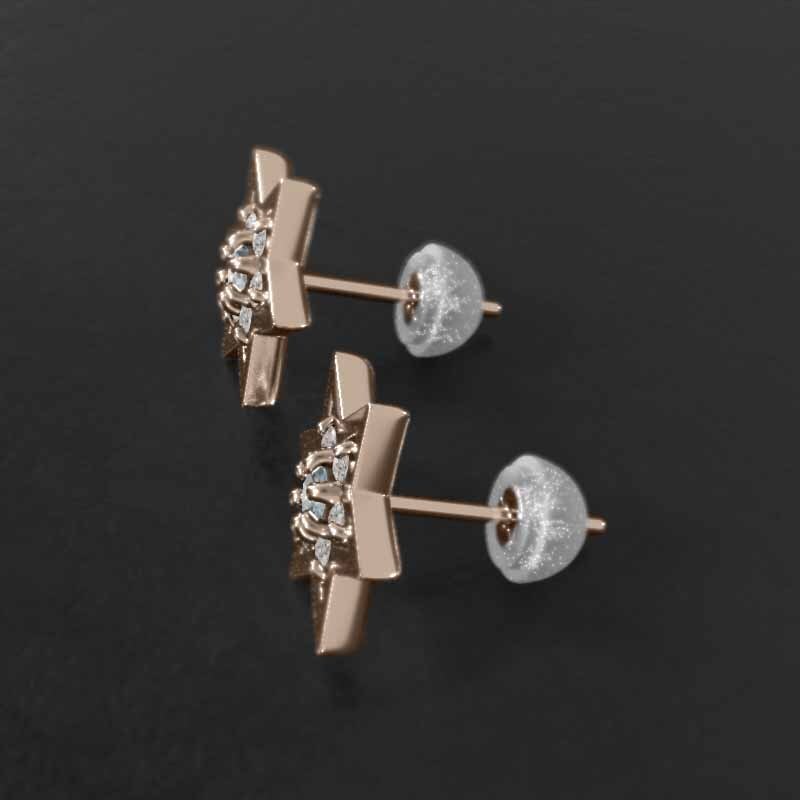 品良く着こなすため ペアピアス 六芒星 18kピンク 天然ダイヤモンド アクアマリン アクアマリン