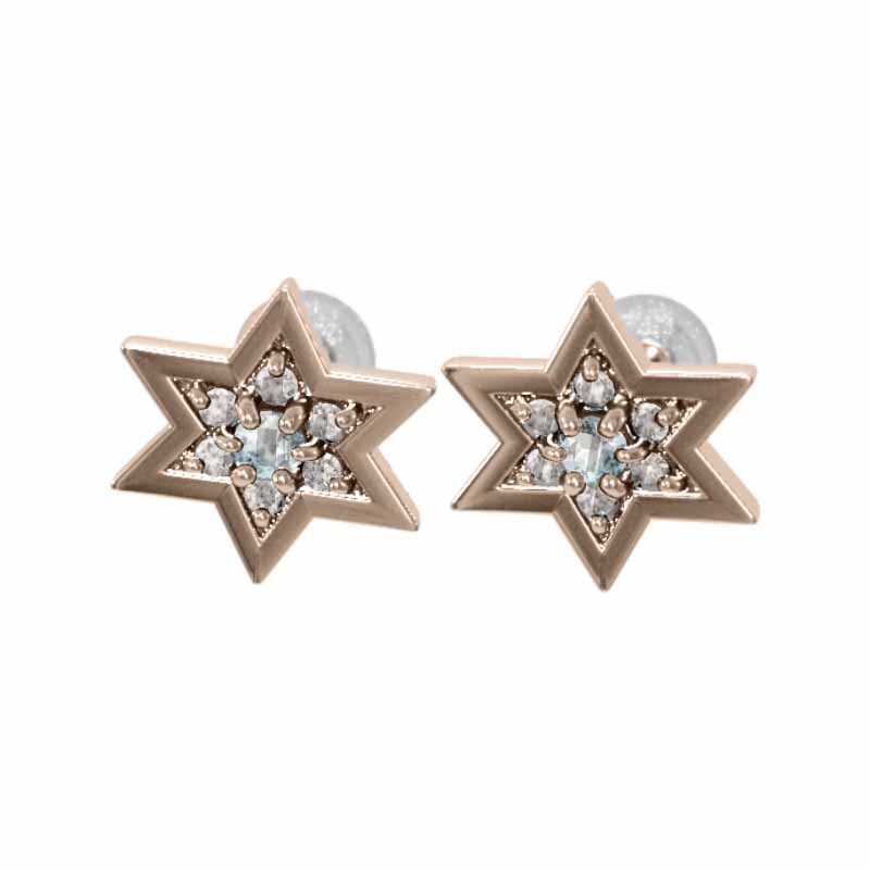 日本最大の ペアピアス 六芒星 アクアマリン 天然ダイヤモンド 18kピンク アクアマリン