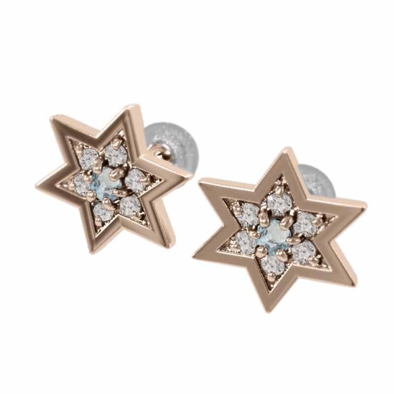 最も優遇 29951円 両耳 ピアス ヘキサグラム アクアマリン 天然 ゴールド