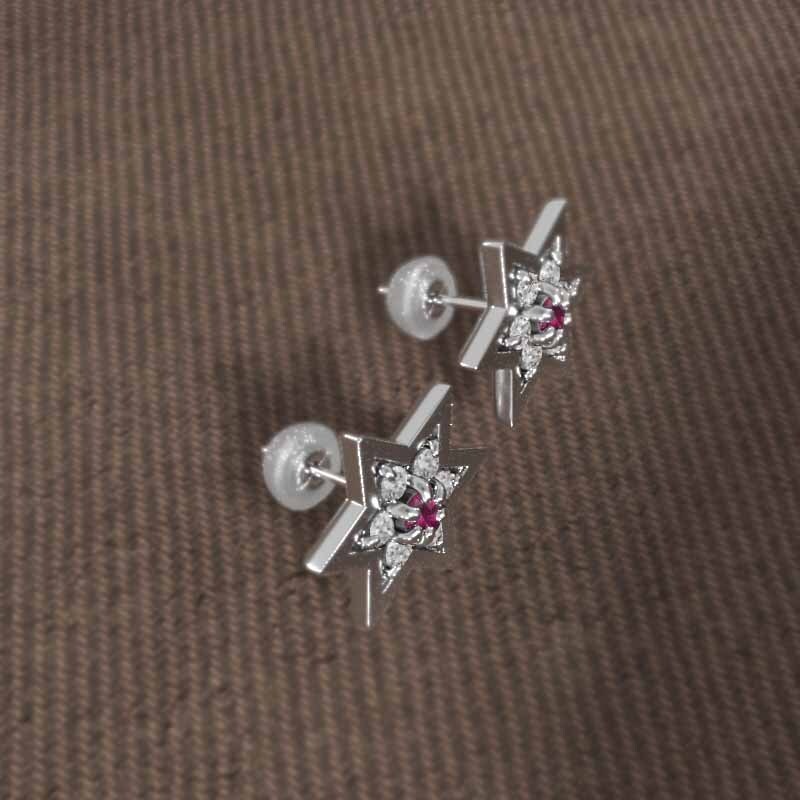 【爆売り!】 28637円 ペアピアス ルビー 天然ダイヤモンド 六芒星 k18 ルビー