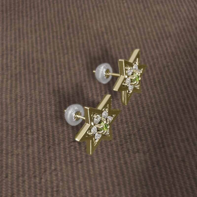 ファッション 通販 28637円 ペリドット ヘキサグラム ピアス ペア 天然ダイヤモンド ゴールド