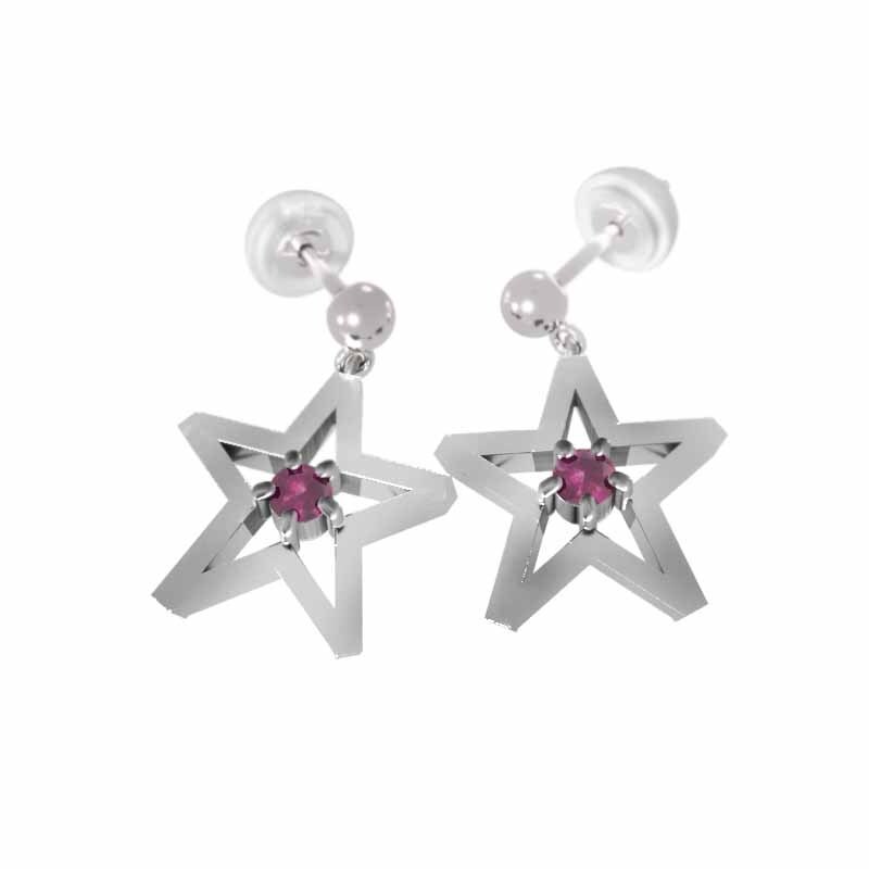 【冬バーゲン★】 1粒石 ペアピアス 25006円 スター 白金(プラチナ ルビー 星 ルビー