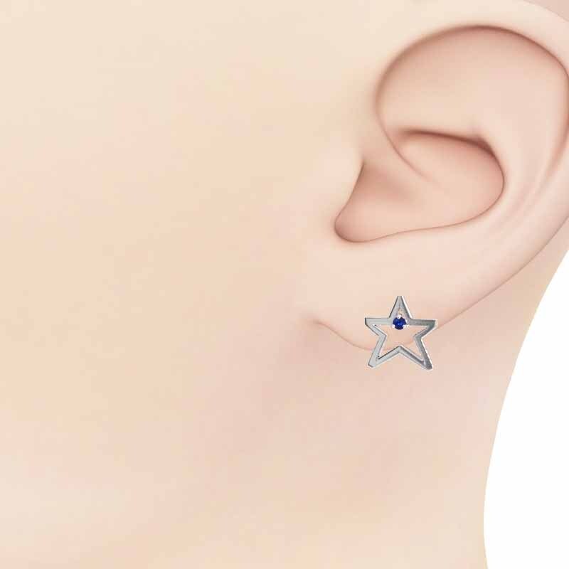 経典 15393円 9月の誕生石 ブルーサファイア 星の形 一粒 ピアス 両耳 サファイア