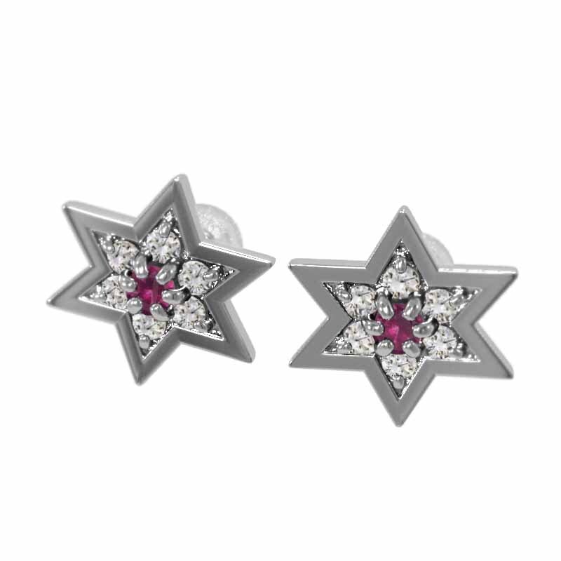 素晴らしい ピアス 両耳 28182円 ヘキサグラム 天然ダイヤモンド ルビー ルビー
