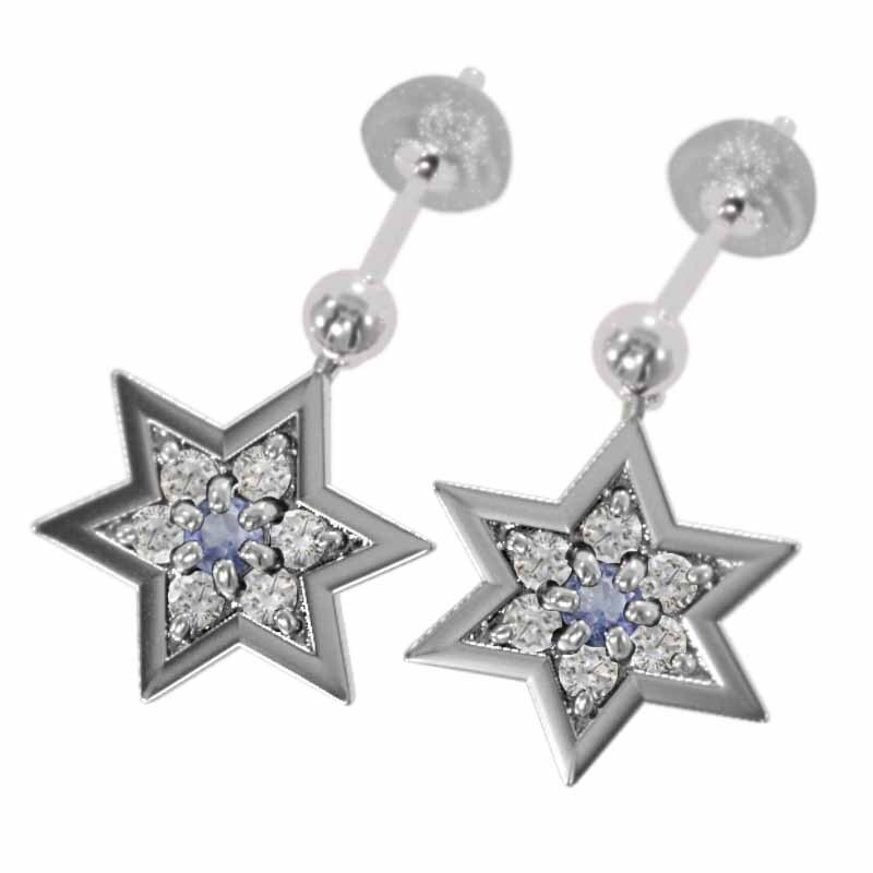 【大特価!!】 天然ダイヤモンド タンザナイト 29546円 ペアピアス 18k 六芒星 ゴールド