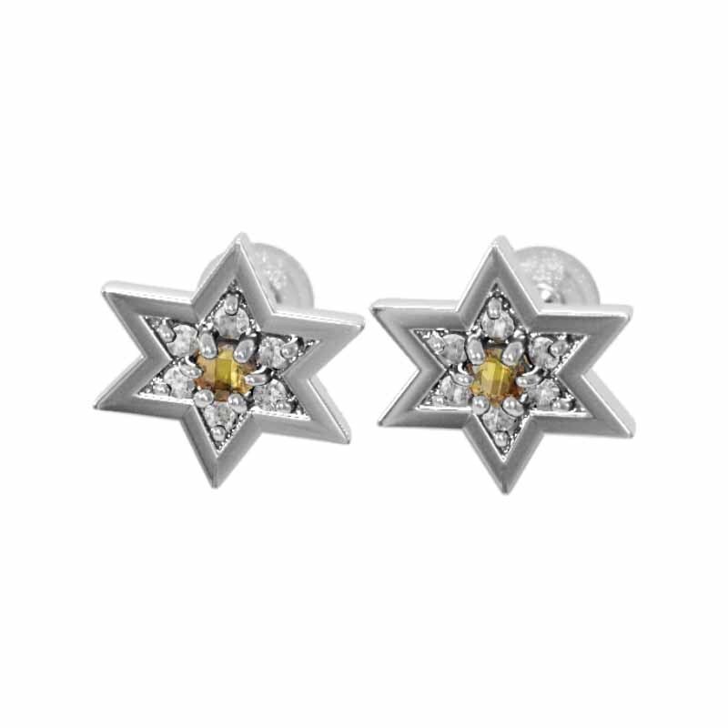 殿堂 ダビデの星 ピアス ペア 26211円 シトリン k18 天然ダイヤモンド その他