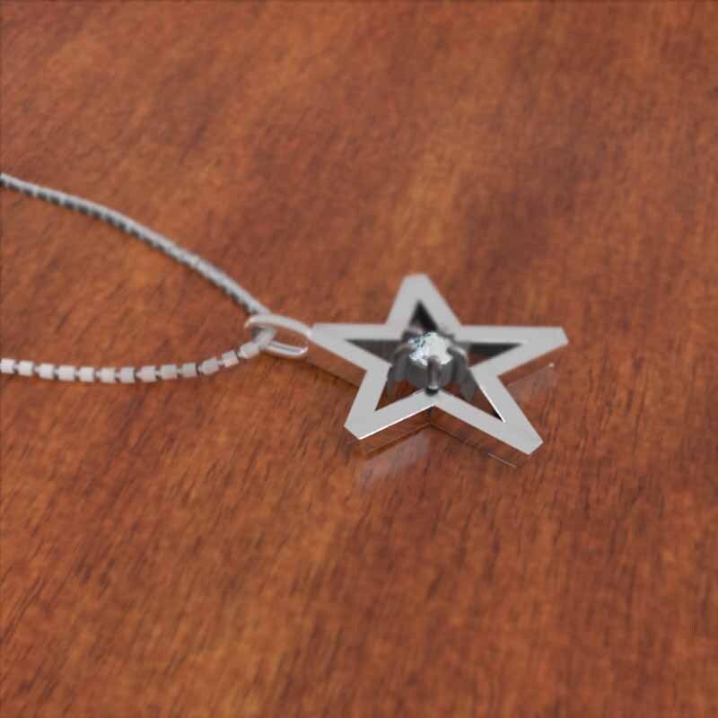 上品コーデはコレで安心! 15146円 一粒 星 ネックレス ジュエリー k10ホワイトゴールド アクアマリン