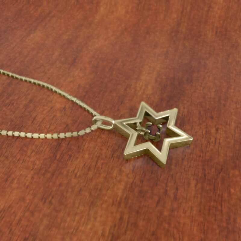 品良く着こなすため ジュエリー 一粒 ヘキサグラム ネックレス 18k ガーネット ガーネット