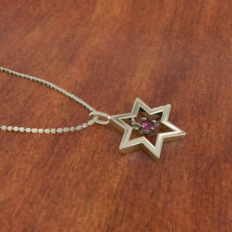 【 大感謝セール】 13878円 ネックレス k10イエロー 7月誕生石 ルビー 六芒星 1粒石 ルビー