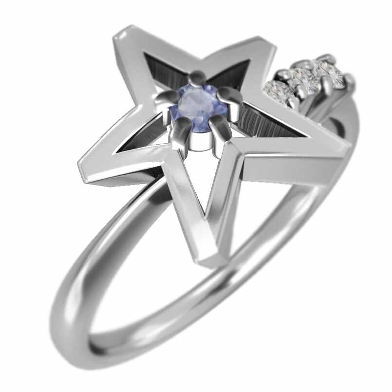 プラチナ900 指輪 星 12月の誕生石 タンザナイト 天然ダイヤモンド_画像4