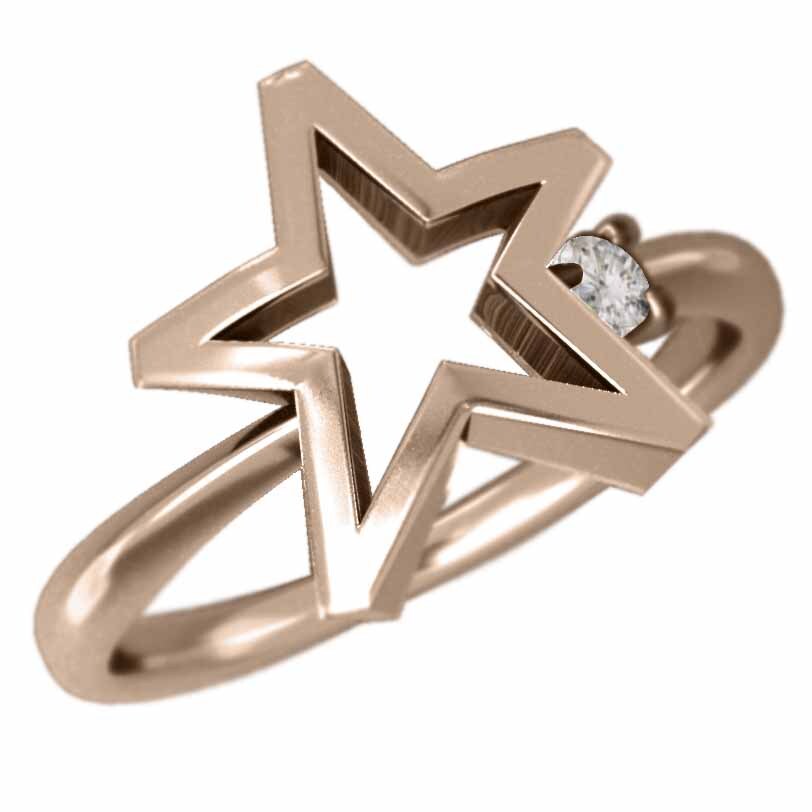 指輪 星の形 一粒 ダイアモンド k18ピンクゴールド_画像1