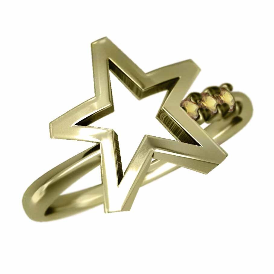 星の形 3ストーン 指輪 シトリントパーズ 18金イエローゴールド_画像4