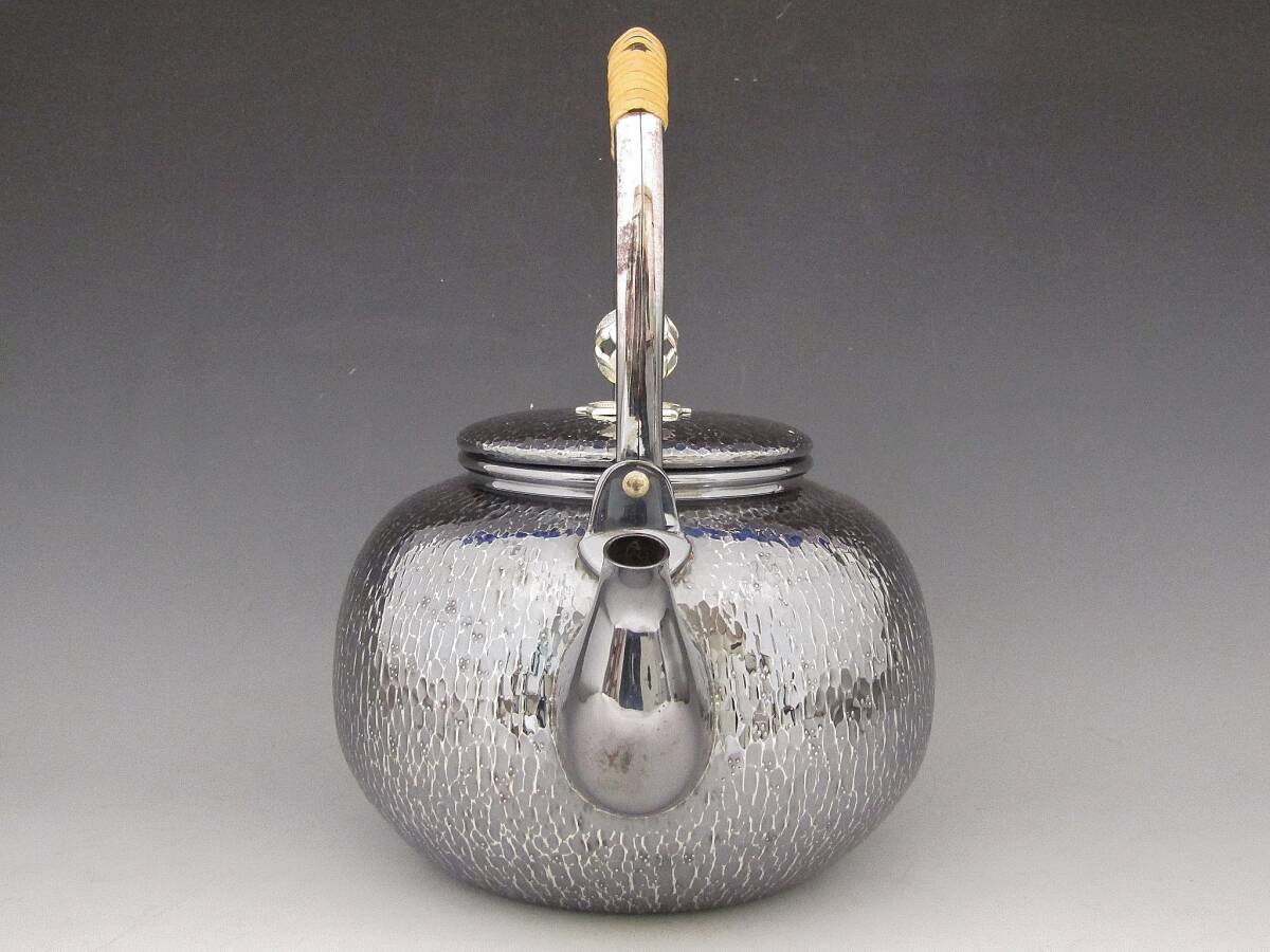 {.} tree . Kiyoshi . south . flower eyes silver bin ( original silver 673g) also box * hot water . genuineness guarantee . tea utensils storage goods 