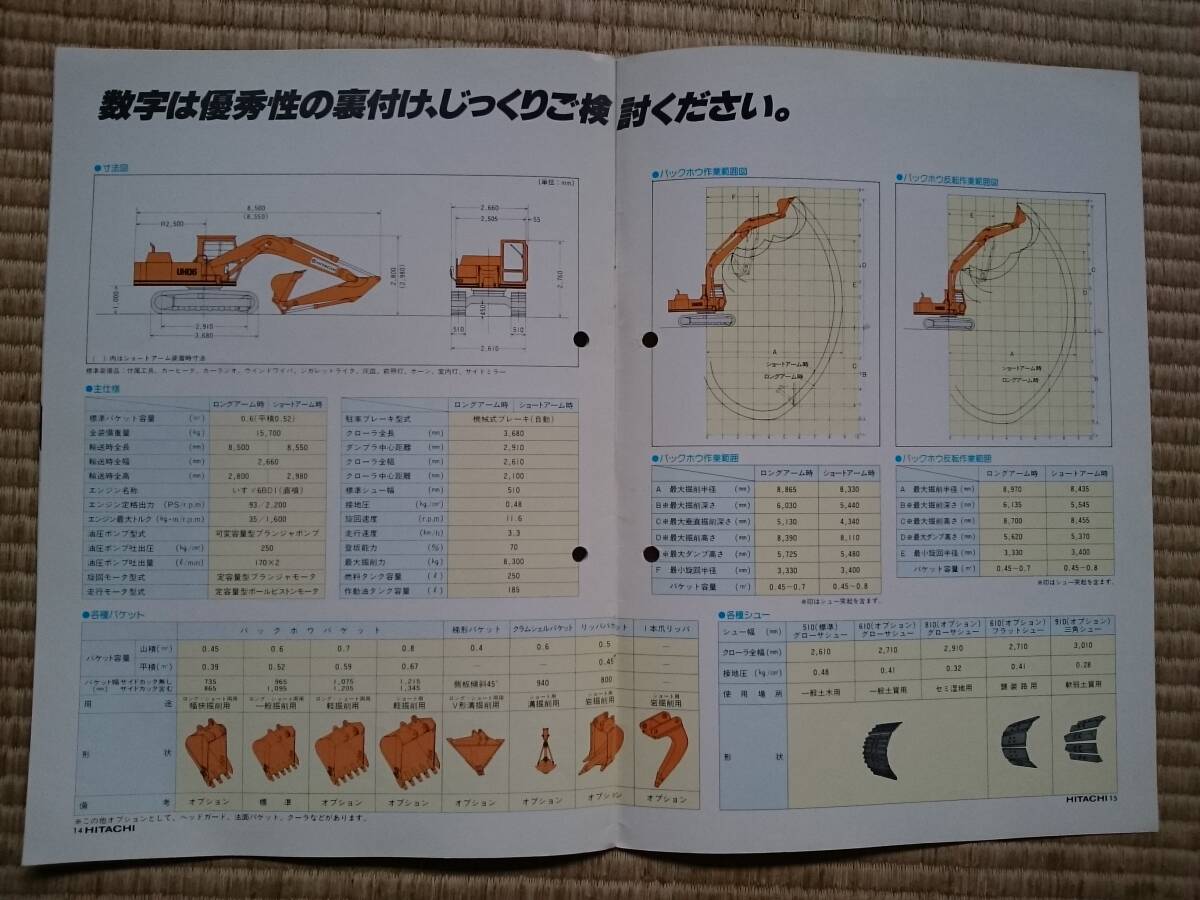 【旧車 バックホー 日立油圧ショベル UH06-5 UH07-5　カタログ2冊セット】_画像8