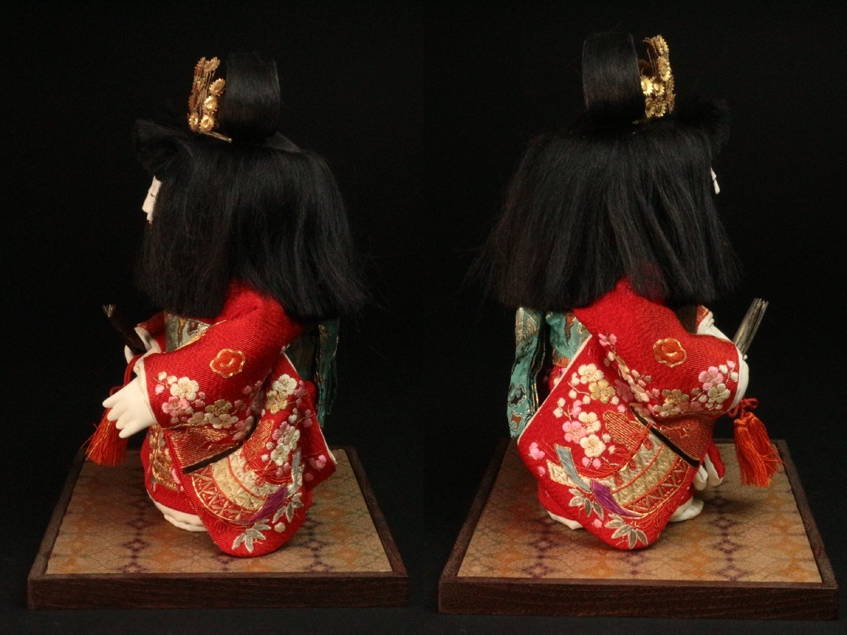  era doll tree carving Imperial palace doll Sakura tree .. work . doll girl also box glass case attaching costume doll Japanese doll 