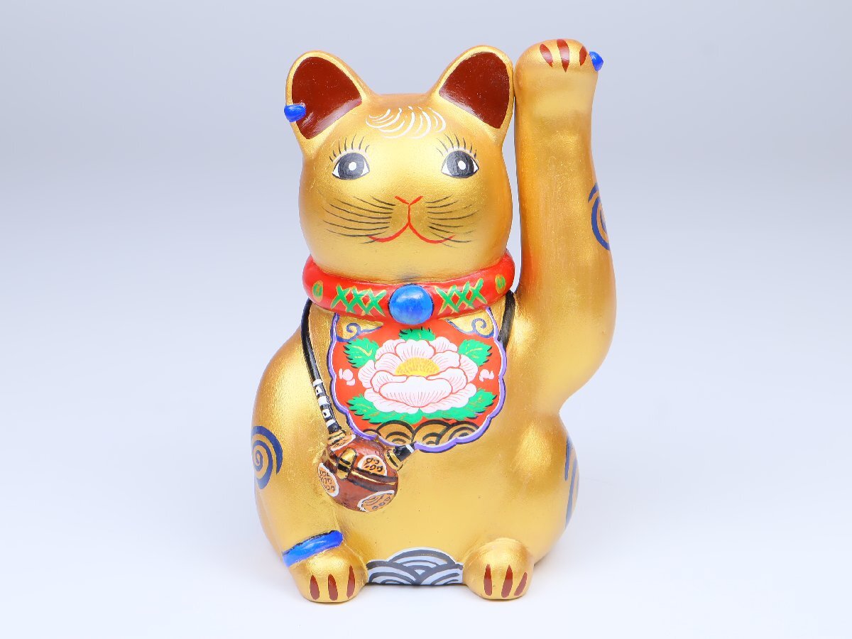 送料無料 通販 ファッション Yahoo!オークション - 北浦土人形 金の招き猫 左手上げ 杉山 その他