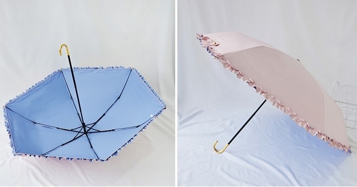 【値下げ】折りたたみ傘　超軽量　レディース　フリル　かわいい　ミニバック付き　ピンク_画像2