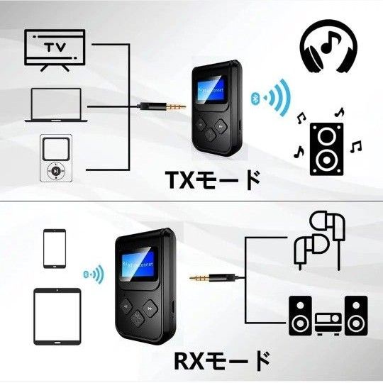 Bluetoothトランスミッター 送受信機 LEDデジタルディスプレイ 小型 一台二役 ブラック 日本語説明書 軽量小型