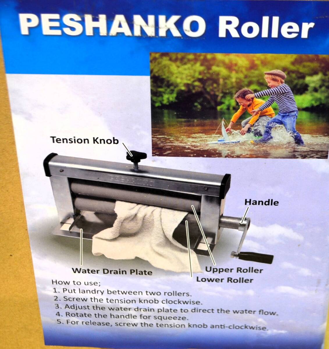 手動脱水機　ペシャンコローラー　PESHANKO ROLLER　美品　脱水機　電源不要　アウトドア　防災　避難所_画像1