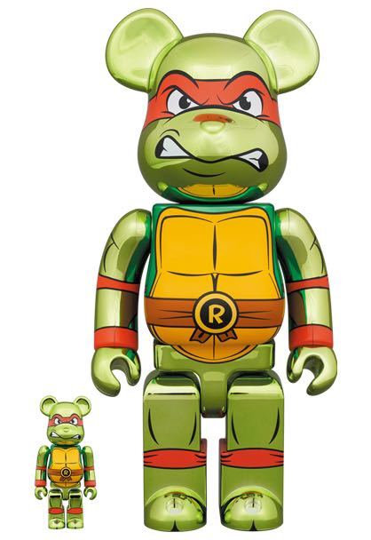 BE@RBRICK RAPHAEL CHROME Ver. 100％ & 400％ Mutant Ninja Turtles ベアブリック ラファエル クロム ミュータント ニンジャ・タートルズ_画像1