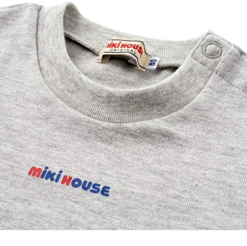  быстрое решение![ Miki House ] новый товар не использовался!110cm 105cm~115cm mikihouse Logo принт короткий рукав футболка цвет : серый 