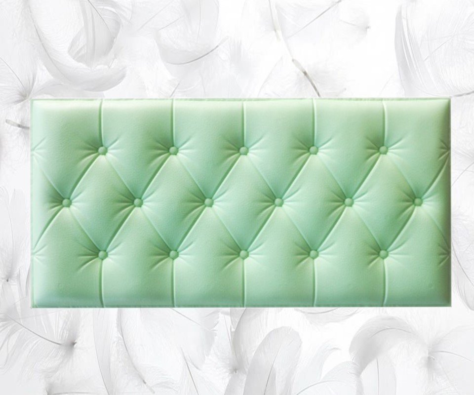 【10枚】極厚2cm高級 3D クッション 壁 シール キルティングレザー調×グリーン 糊付き リメイク 耐水 抗菌 DIY
