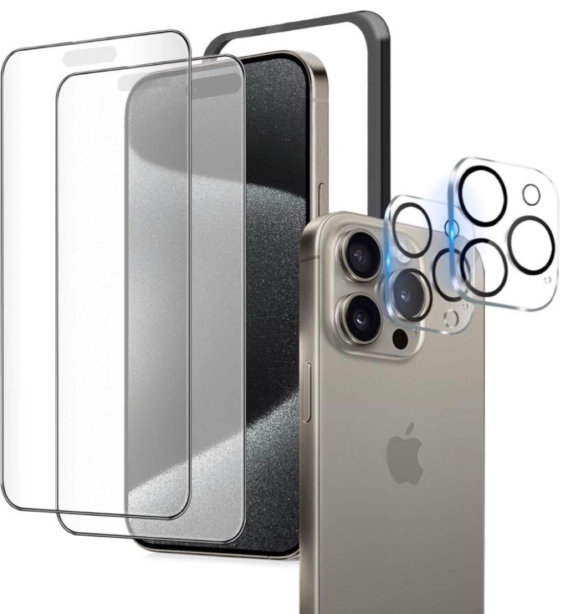 iPhone 15 Pro ガラスフィルム アンチグレア 【2+2枚】フィルム さらさら アイフォン15Pro 保護フィルム