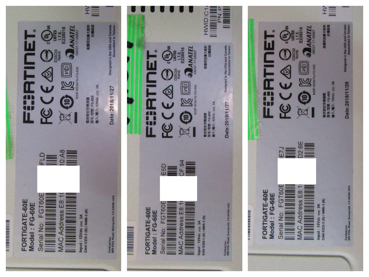 Ω XY 15007# 保証有 Fortinet【 FG-60E 】(6台セット) FortiGate-60E UTM 24年3月、4月迄 領収書発行可_画像6