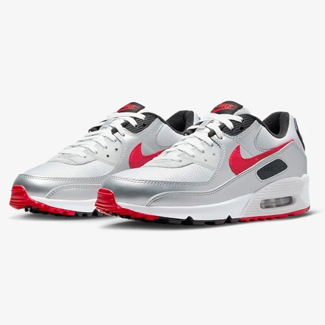 NIKE AIR MAX 90 DX4233-001 エア マックス 銀×赤 US9.5_画像1