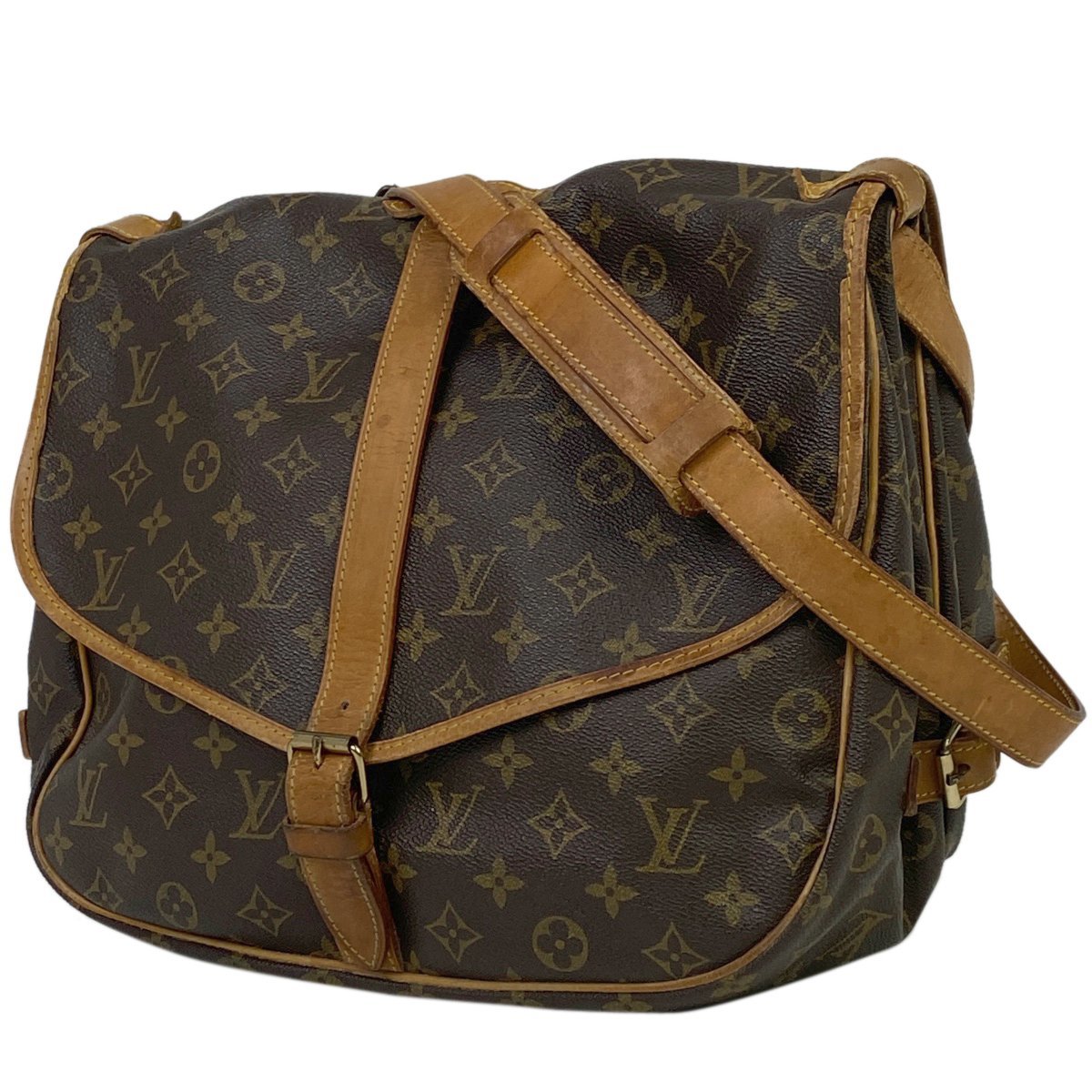 ルイ・ヴィトン Louis Vuitton ソミュール 35 斜め掛け ショルダーバッグ モノグラム ブラウン M42254 レディース 【中古】_バイセル 14172_1