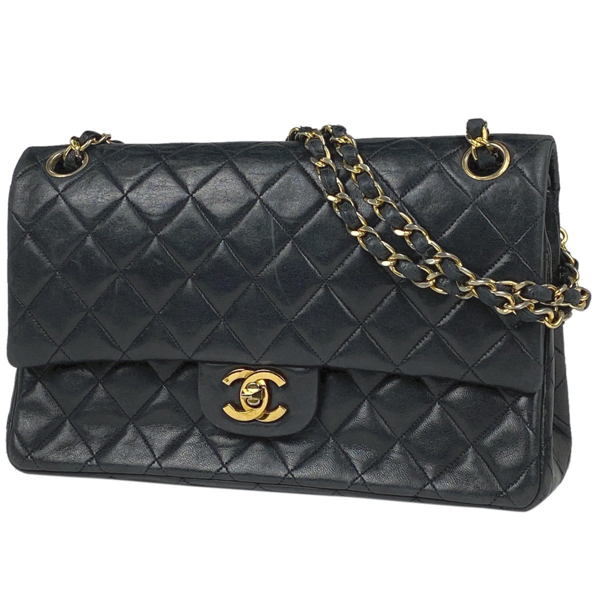 シャネル CHANEL マトラッセ Wフラップ チェーン ショルダーバッグ ココマーク レザー ブラック A01112 レディース 【中古】_バイセル 14172_1