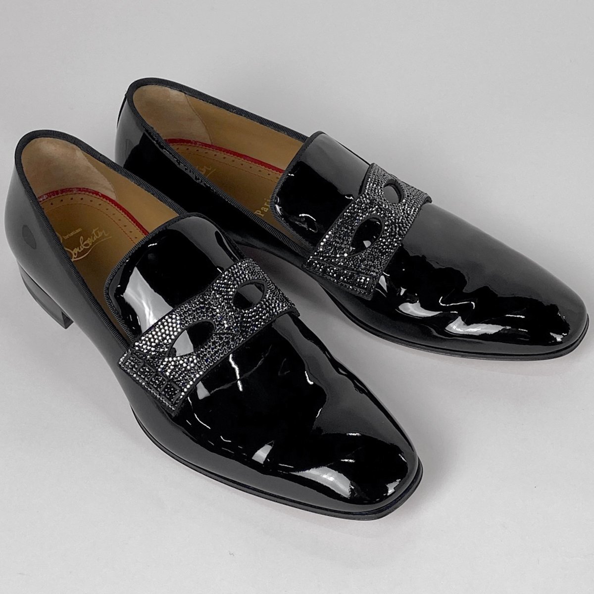 クリスチャンルブタン Christian Louboutin ローファー ビーズ エナメル 靴 ローファー パテントレザー ブラック メンズ 【中古】_バイセル 14319_4