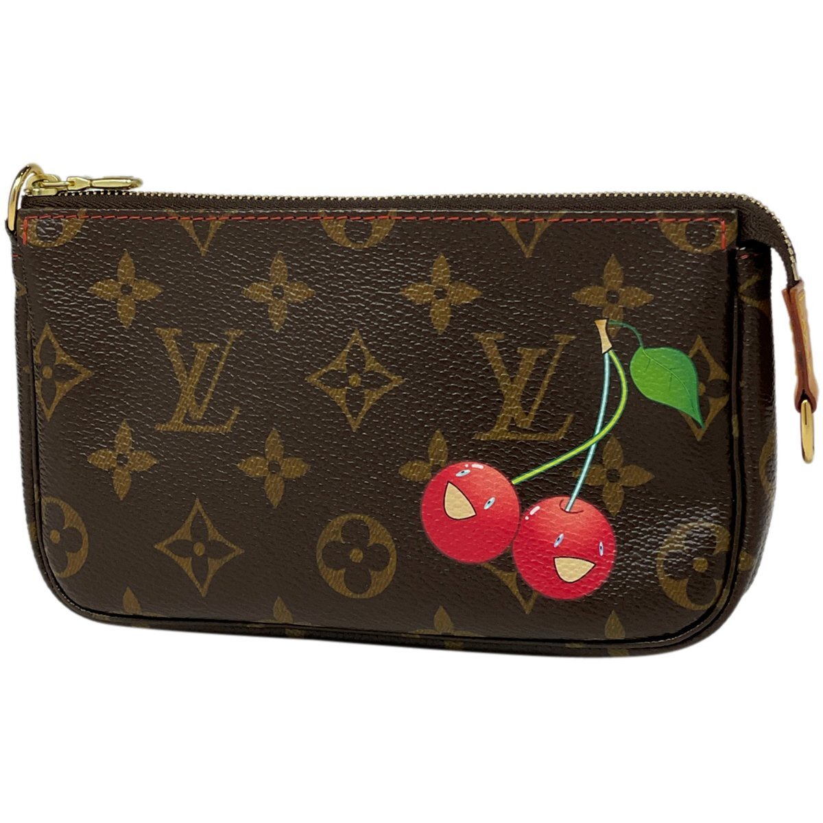 ルイ・ヴィトン Louis Vuitton バケット 付属ポーチ 小物入れ メイク 村上隆 化粧ポーチ モノグラムチェリー ブラウン レディース 【中古】