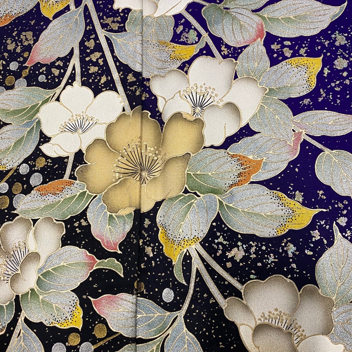 振袖 身丈168cm 裄丈66.5cm M 袷 草花 枝花 金銀彩 染分 濃紫 正絹 秀品 【中古】_バイセル 14087_4