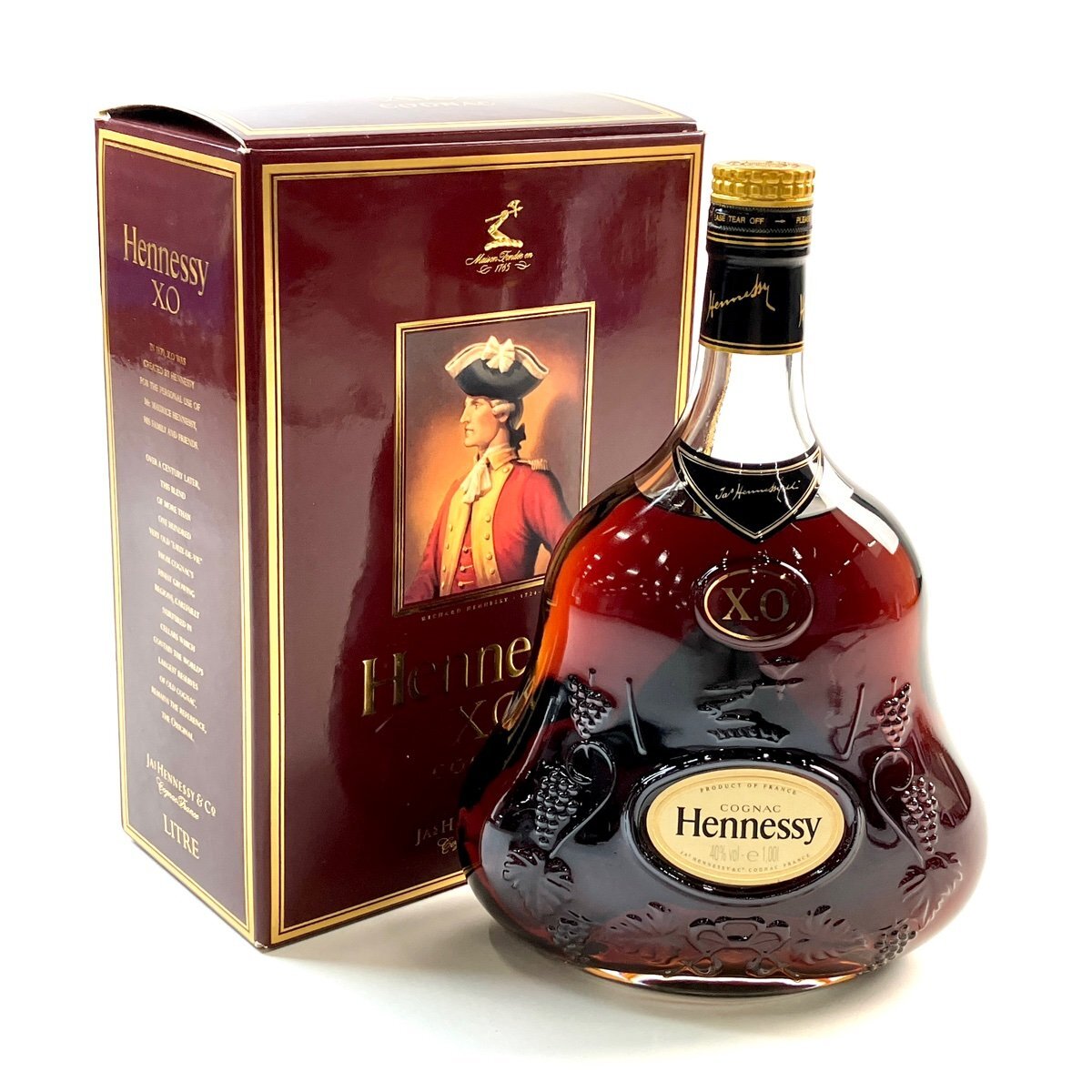 ヘネシー Hennessy XO 金キャップ クリアボトル 1000ml ブランデー コニャック 【古酒】の画像1