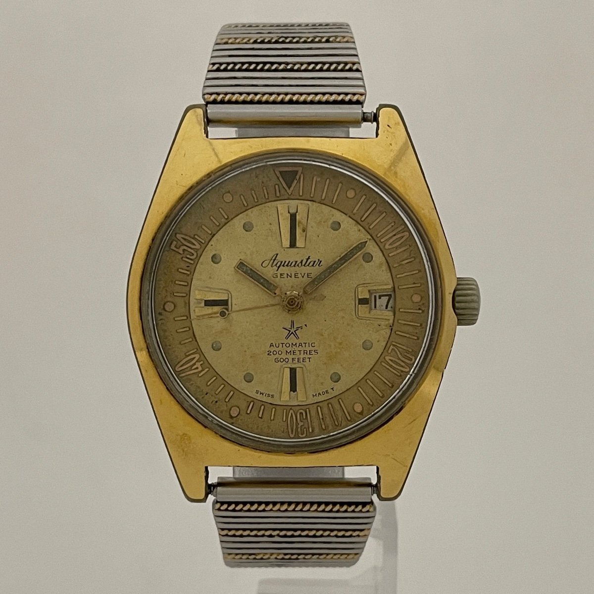 【ジャンク品】 aquastar レア ジュネーブ 1960年代 ダイバーズ200m 腕時計 自動巻き 【中古】_バイセル 14150_2