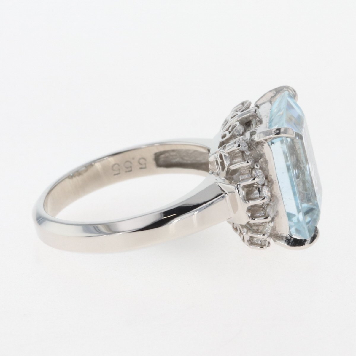 аквамарин te The Yinling g платина кольцо mere кольцо с бриллиантом 12 номер Pt900 аквамарин бриллиант женский [ б/у ]