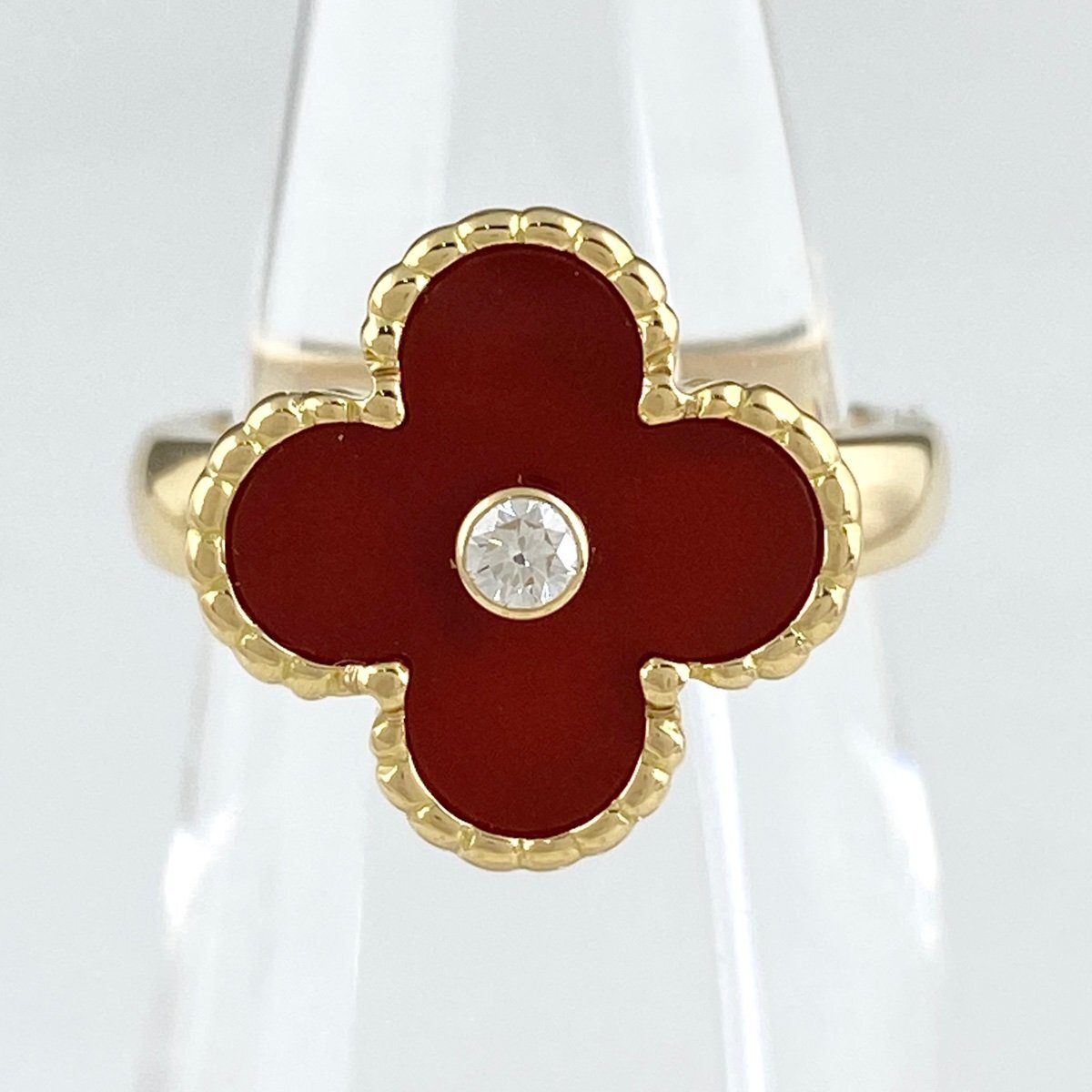 Van Cleef &amp; Arpel Van Cleef &amp; Arpels Vintage Alhambring K18 Ring Ring 10.5 750 Carnelian Ladies Используются