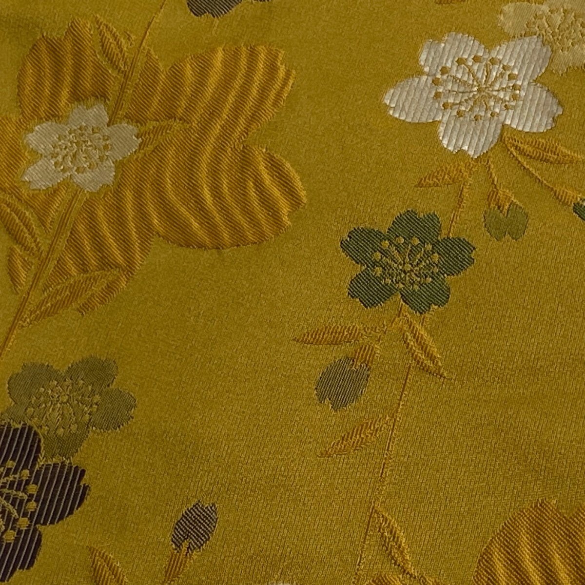 半幅帯 美品 優品 桜 山吹茶色 化繊 【中古】_バイセル 14121_2