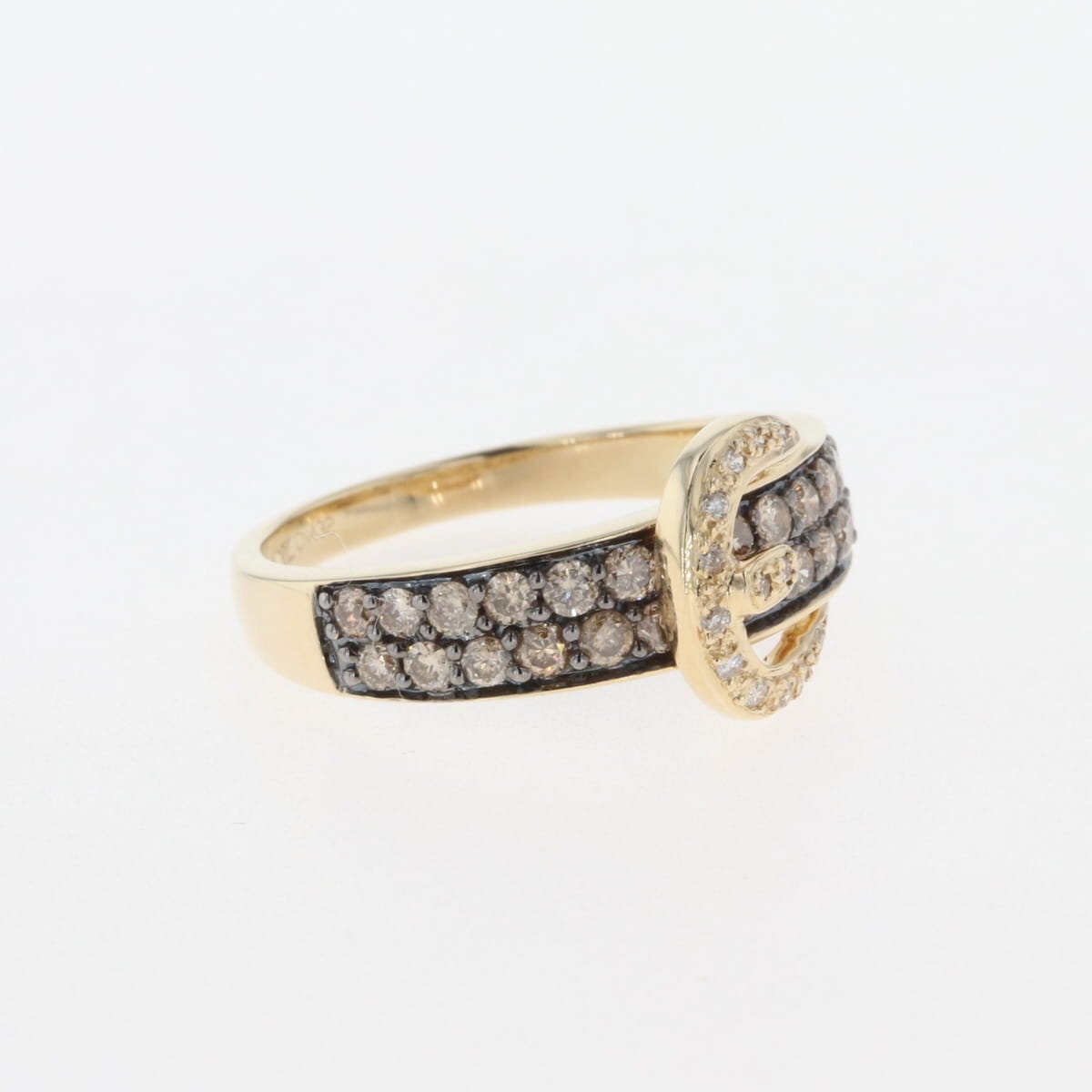 mere diamond te The Yinling gYG yellow gold ring ring 17 number K14 diamond lady's [ used ]