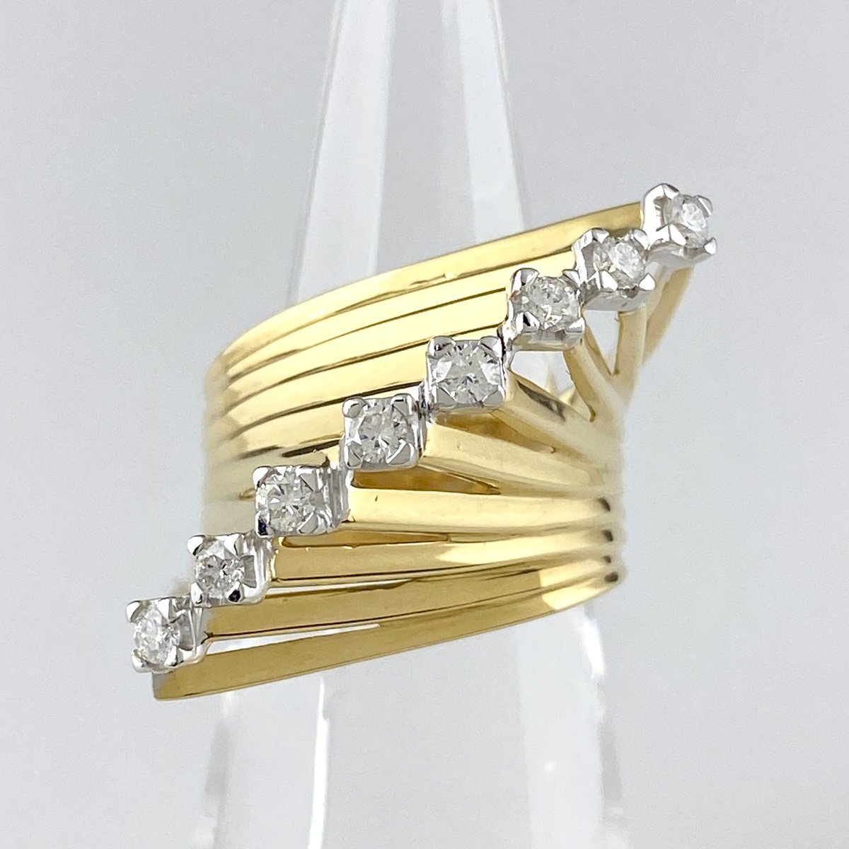mere diamond te The Yinling gYG yellow gold ring ring 12.5 number 750 diamond lady's [ used ]