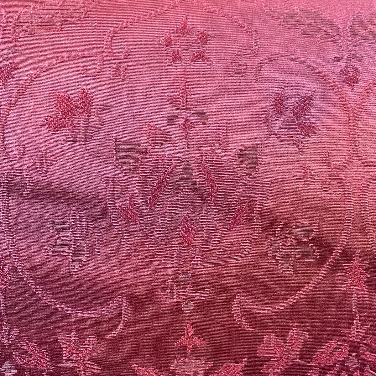【在庫一掃】 袋帯 秀品 草花 幾何学模様 赤紫 全通 正絹 【中古】_バイセル 14117_2