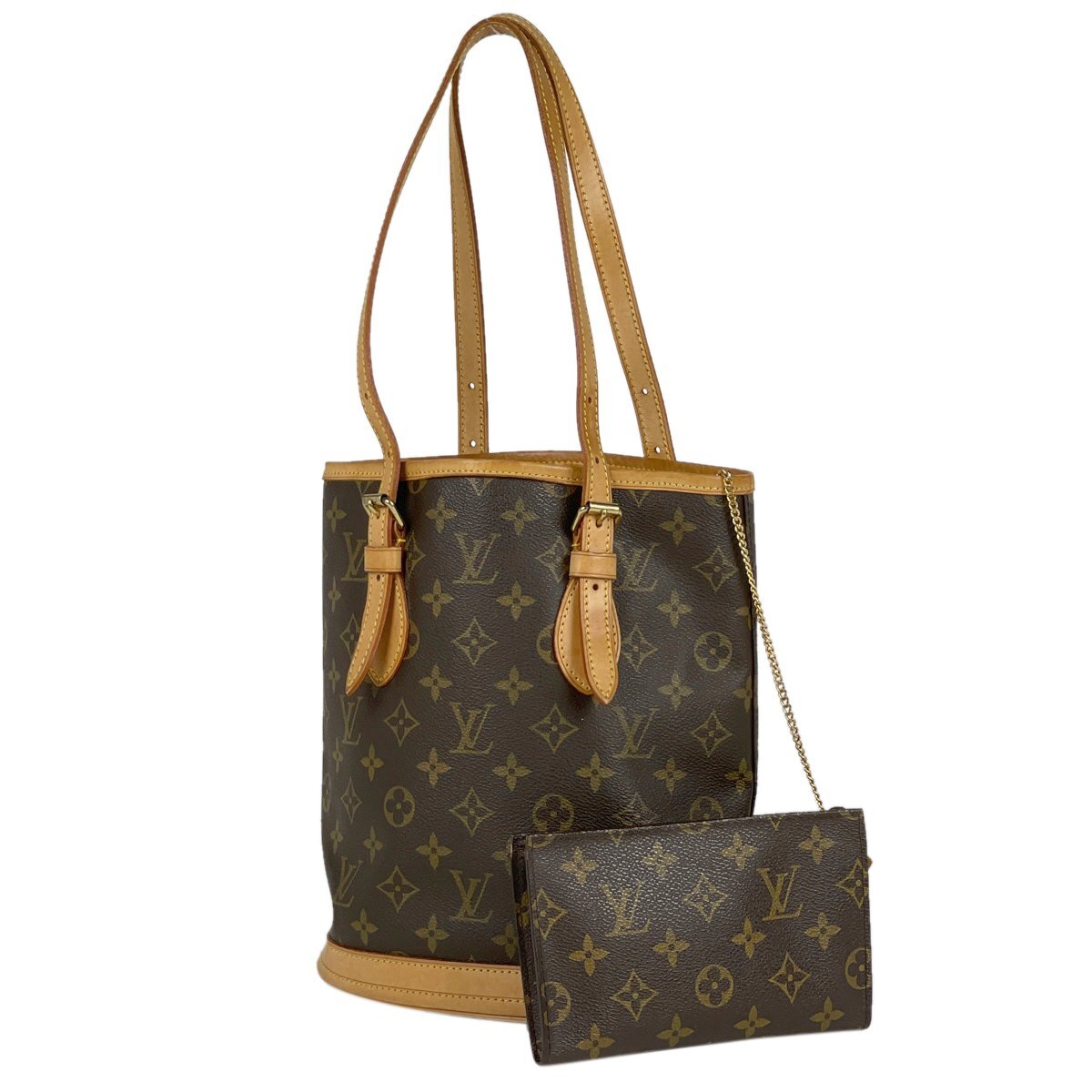 【在庫一掃】 ルイ・ヴィトン Louis Vuitton プチ バケット PM ショルダーバッグ トートバッグ モノグラム ブラウン M42238 【中古】_バイセル 14171_1