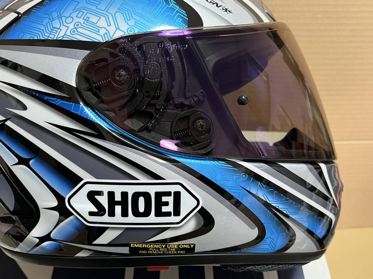 SHOEI　７４　X-TWELVE　DAIJIRO　シルバー　ブルー　TC-６　ヘルメット　L サイズ　限定　銀　青　ミラー シールド　大治郎 X-１２　美品_画像5